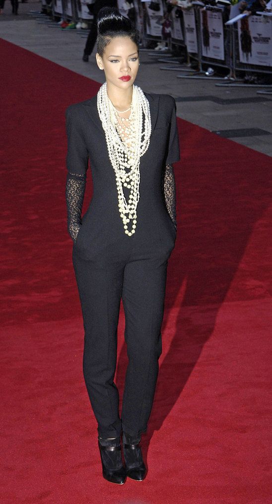 Jumpsuit And Pearls Rihanna Trendy Jumpsuit Style Edgy Fashion