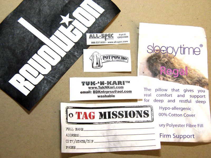 Tyvek Printed Labels for Furniture, some apparel, Cars, Sleepbags, Mattresses etc.. | Printing ...