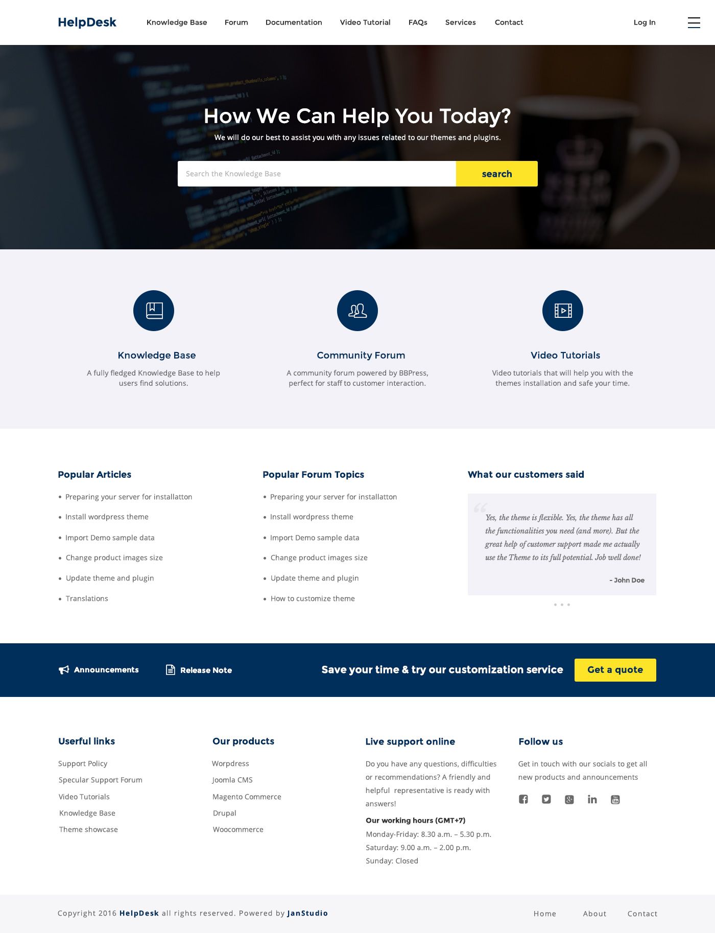 Helpdesk Wordpress Support Center Theme Download