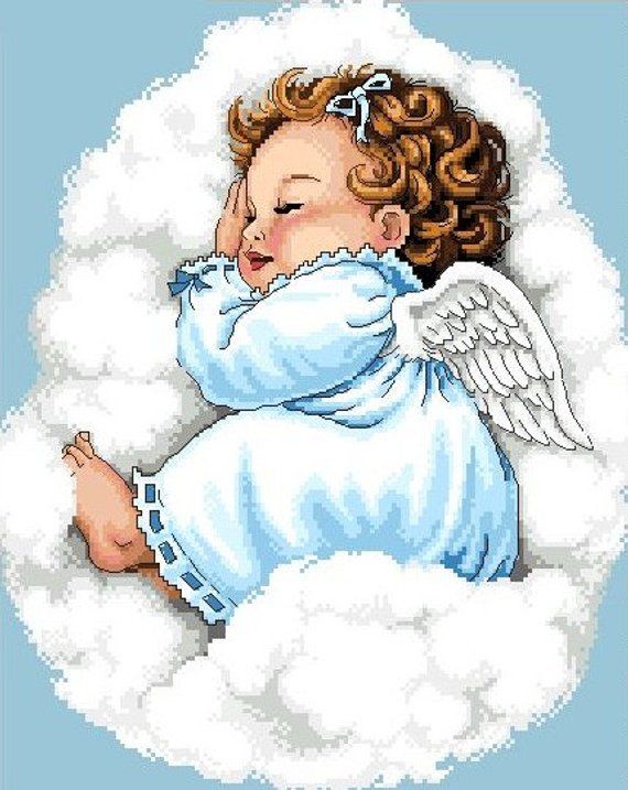 Cherub -Sleeping Peacefully -Cross Stitch PDF Patt Cherub -Sleeping Peacefully -Cross Stitch PDF Patt