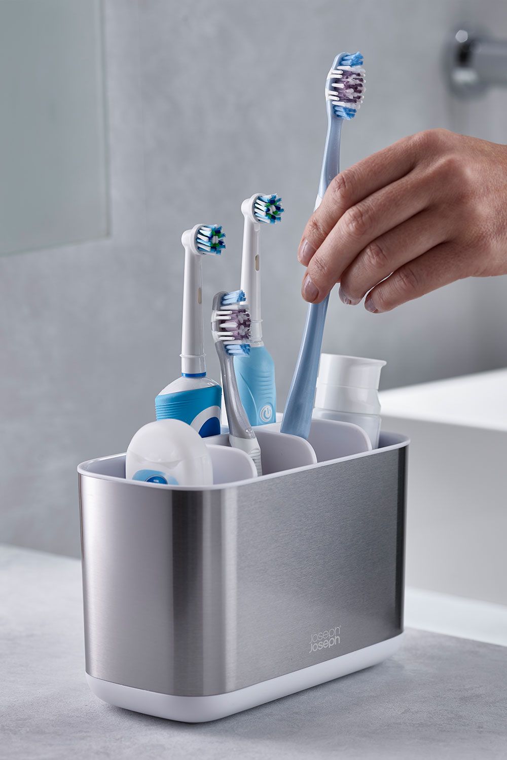Easystore Steel Toothbrush Holder Brushing Teeth Bathroom Storage Caddy Chopping Board Set