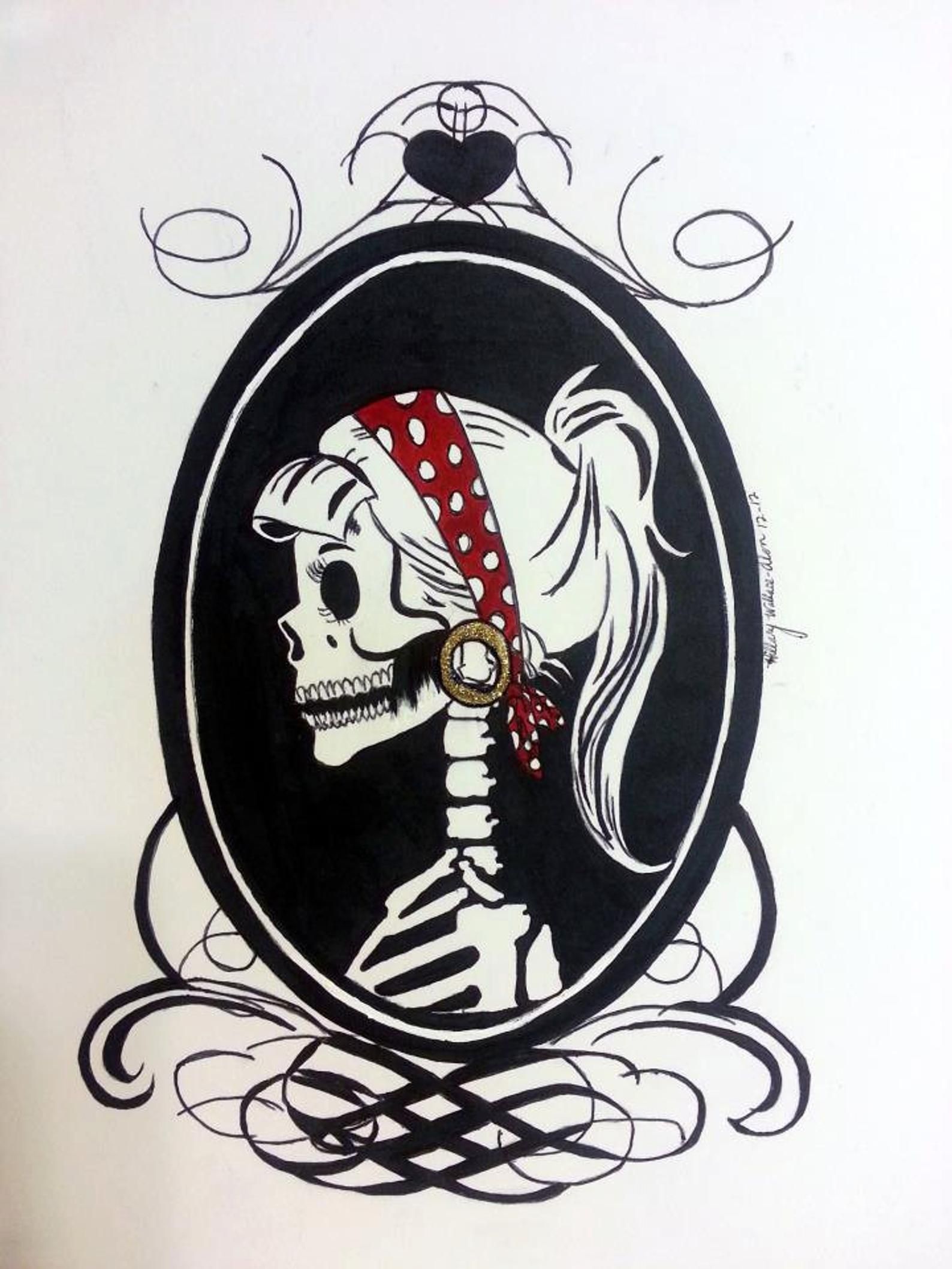 Gift for Guys Goth Pinup Art Vintage Pin Up Art Skeleton Pin Up Girl Painting Creepy Anatomical Art