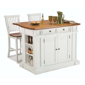 Home Styles 49 75In L X 26 5In W X 36 5In H White Kitchen Island With 2 Stools 5002948
