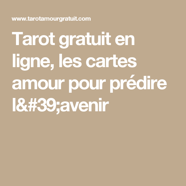 tarot gratuit avenir amoureux