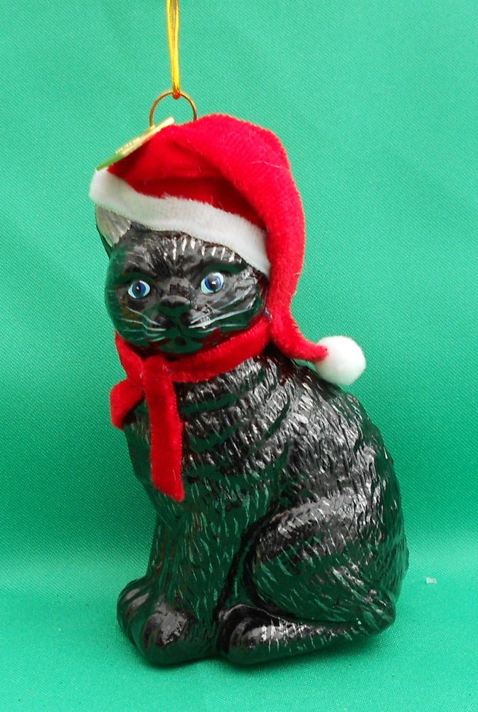 fantastic glass lucky black cat santa hat christmas tree decoration ornament in collectables animals - Black Cat Christmas Tree Decoration fantastic glass lucky black cat santa hat christmas tree decoration ornament in collectables animals - Black Cat Christmas Tree Decoration