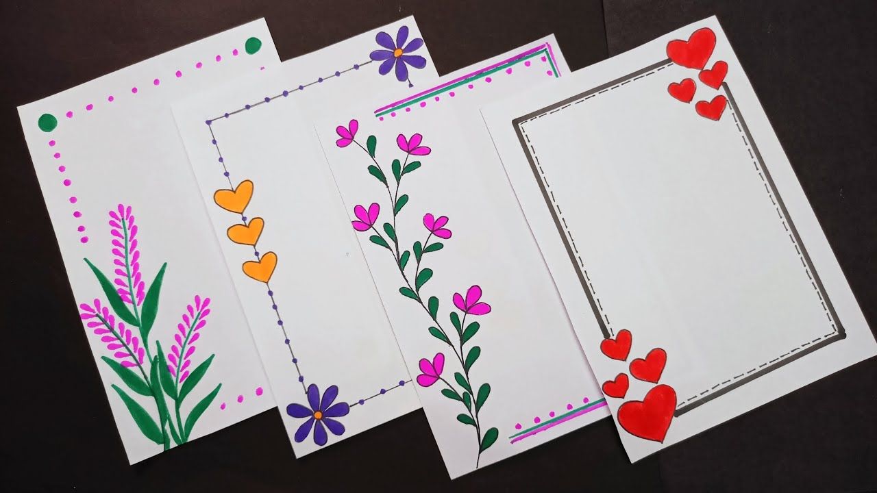 4 simple border design for project file | Front page decoration for project file | new page design