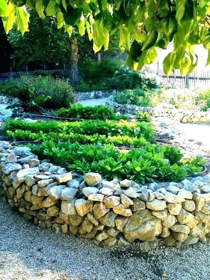 raised garden bed edging ideas Stone flower beds, Landscaping with