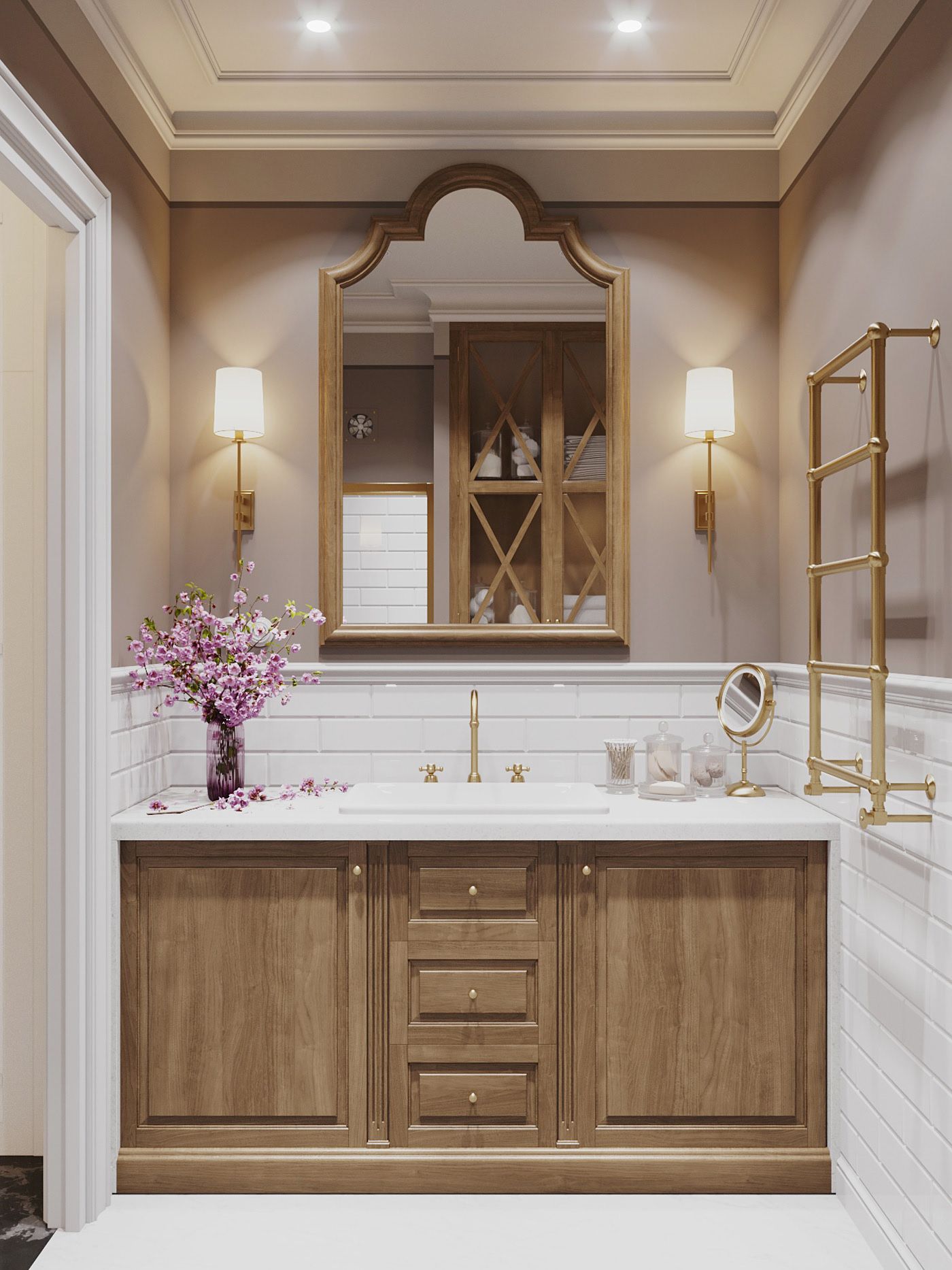 Apartment in classical style on Behance Condo Bathroom, Eclectic Bathroom, Modern Bathroom Design, Bathroom Designs, Bathroom Ideas, Apartment Interior Design, Bedroom Interior, House Interior, Home Room Design