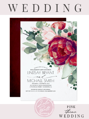 Burgundy Red and Blush Pink Flora Engagement Party Invitation | Zazzle.com #dressesforengagementparty