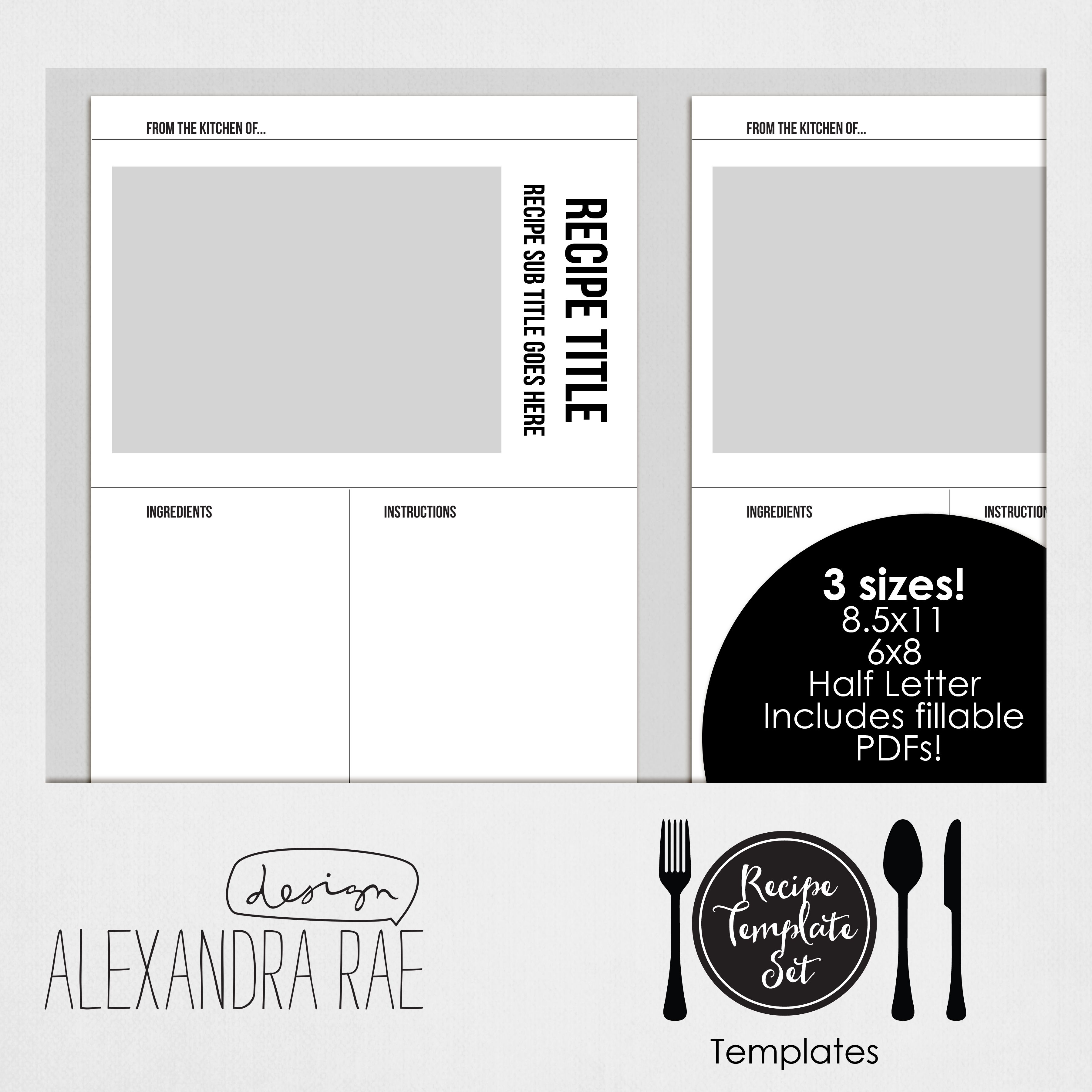recipe template set templates only food prep storage recipes
