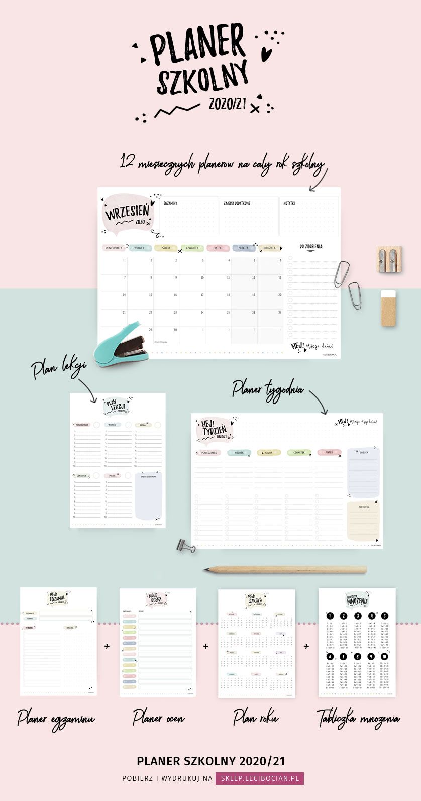 Planer szkolny 2020/21 do druku Diy And Crafts, Bullet Journal, Map, Printables, Location Map, Maps