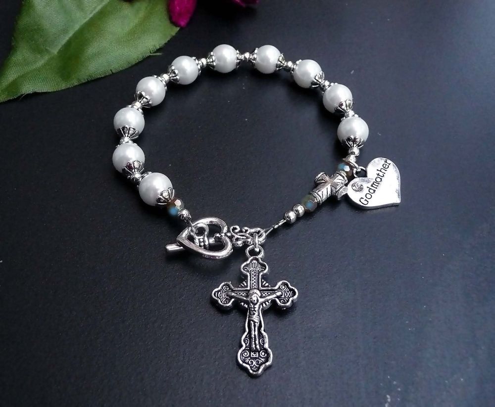 First Communion Gift Rosary Bracelet for Catholic Girls 7 Inch