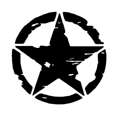 Decal Army Jeep Distressed Star Vinyl Sticker SILVER