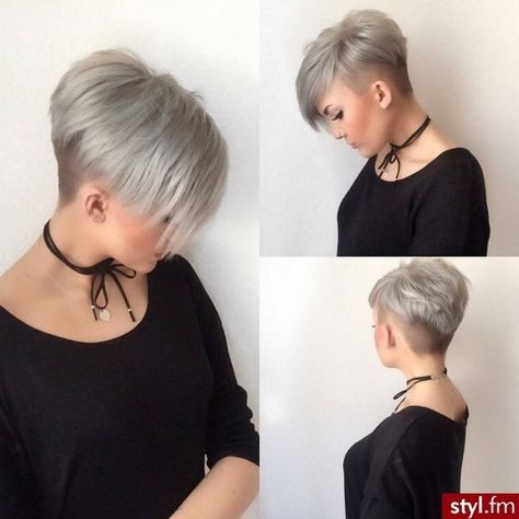 Vous Aimez Le Court ?Voici les Coupes Courtes les Plus Inspirantes | Coiffure simple et facile Latest Short Haircuts, Haircuts For Fine Hair, Pixie Hairstyles, Cute Hairstyles, Womens Hairstyles, Pixie Haircuts, Hairstyles 2018, Grey Hairstyle, Haircut Short