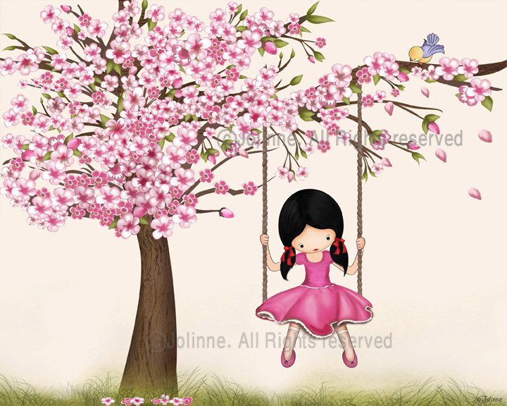 Cherry Blossom Tree Wall Art Print Girls Room Decor Nursery Girl Cherry Blossom Tree Wall Art Print Girls Room Decor Nursery Girl