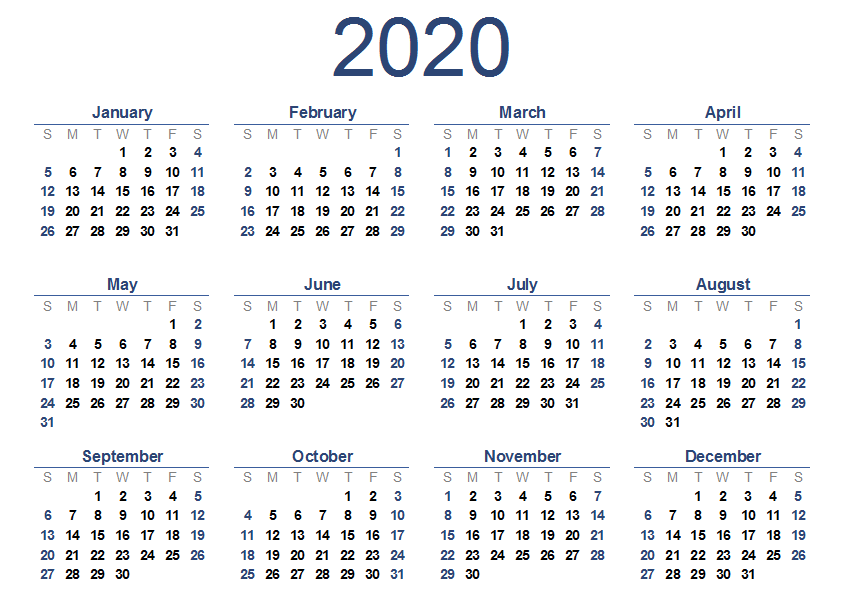 Free Printable 2020 Calendar Template Pdf Word Excel Page Blank 12 Month Calendar With Holida Calendar Printables 2020 Calendar Template Calendar Template
