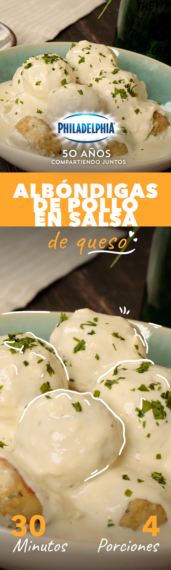 Albóndigas De Pollo En Salsa De Queso Receta Albóndigas De Pollo Pollo En Salsa Philadelphia Recetas