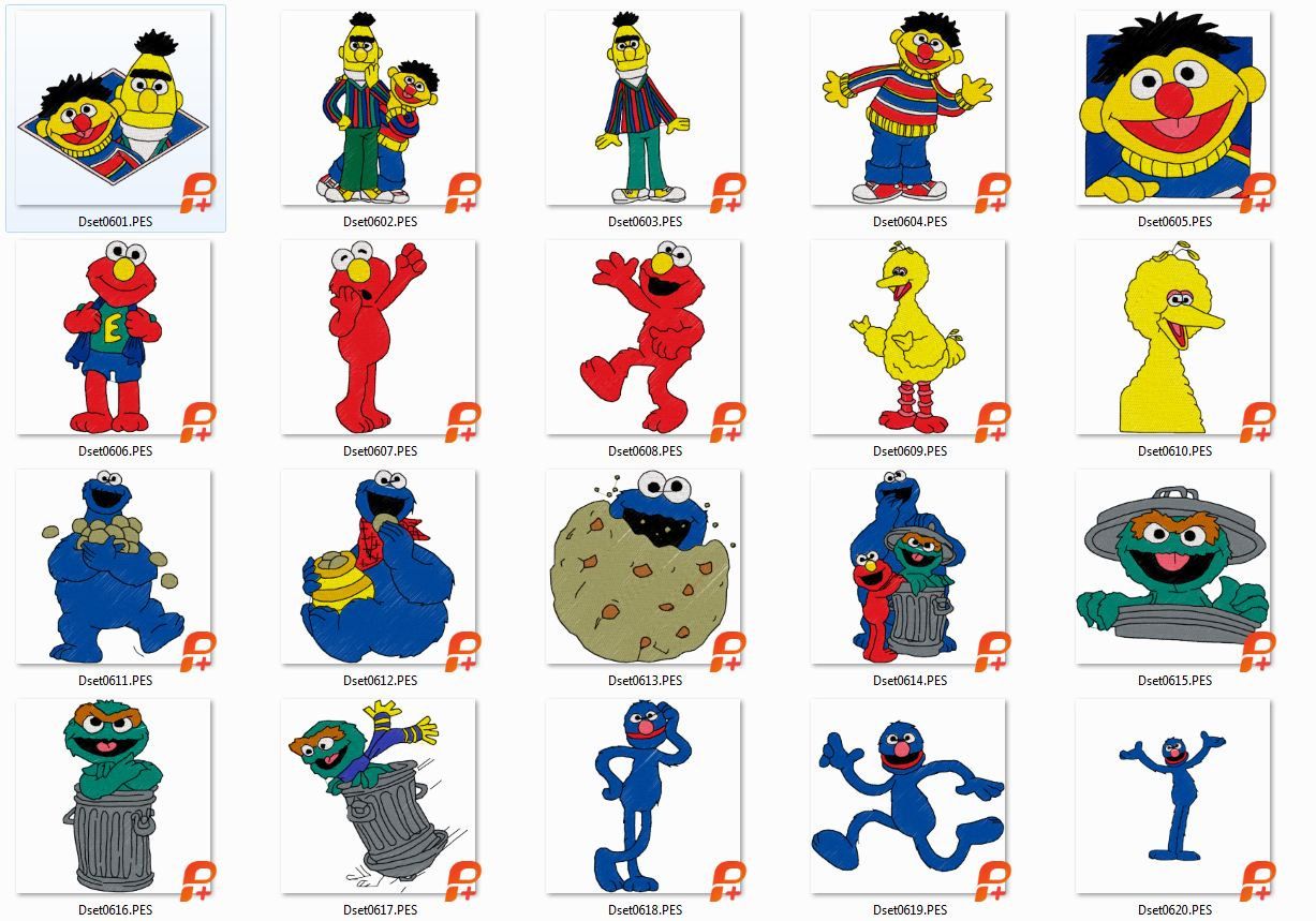 20 Sesame Street, Embroidery Designs, Instant Download