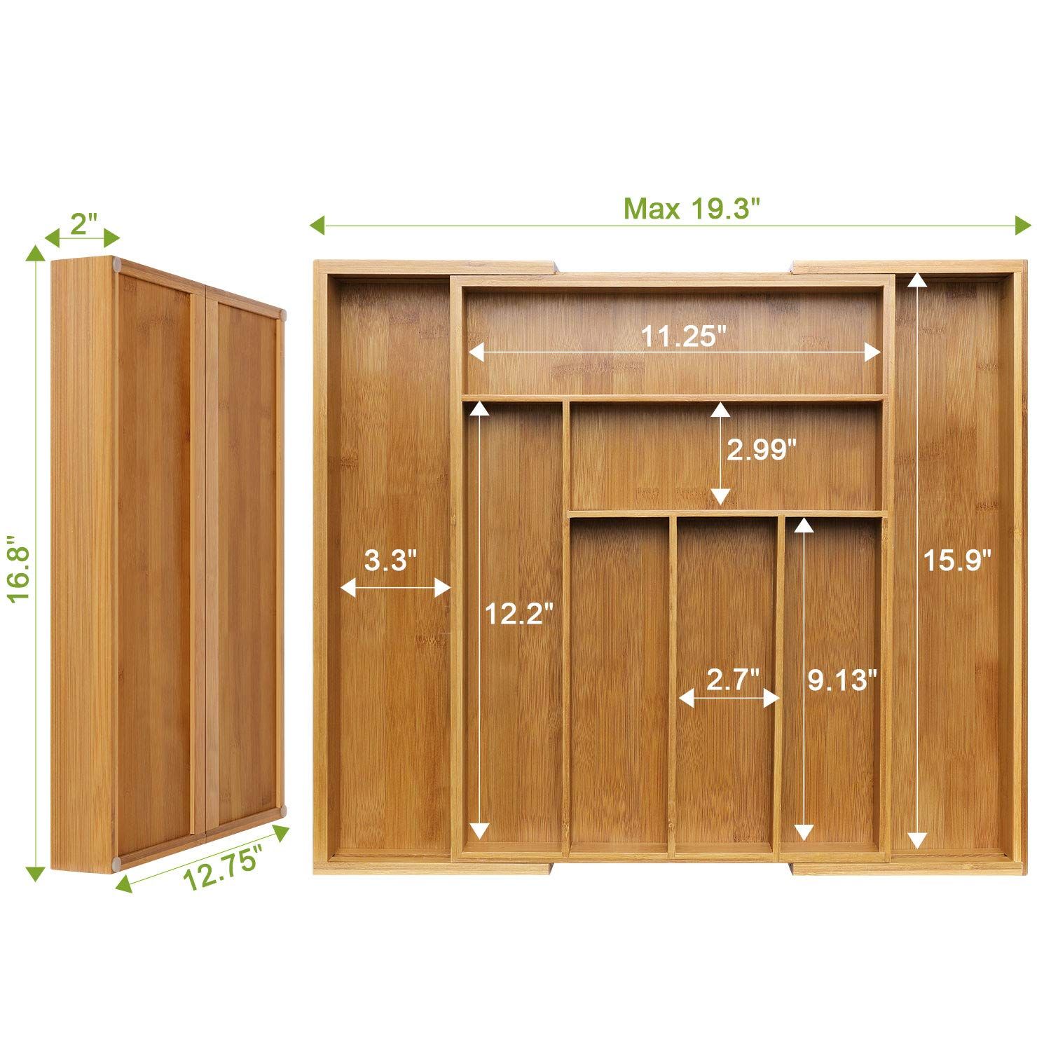 BAYKA Kitchen Drawer Organizer Bamboo Expandable