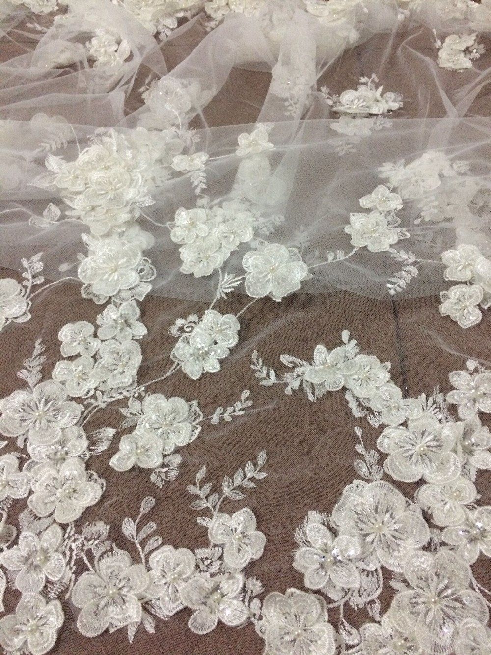 4 Yards Baumwolle Stickerei Spitze Nähen Kleidung Dekoration Hochzeitskleid
