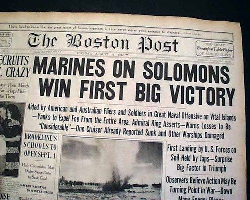 1942 newspaper battle of guadalcanal starts world war ii u s american press newpaper japs execute yank flyers