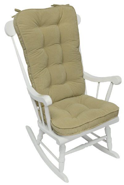 Greendale Home Fashions Jumbo Rocking Chair Cushion Set Hyatt Fabric Cushions Pads Rocking Chair Cushions, White Rocking Chair Cushion