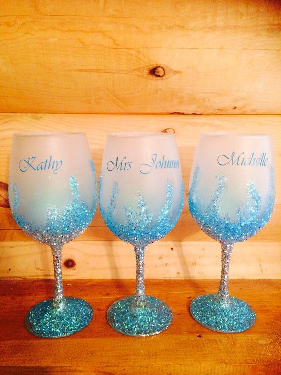 Frosted And Glitter Wine Gles With Names Or Monogram On Etsy Frosted And Glitter Wine Gles With Names Or Monogram On Etsy 7 00