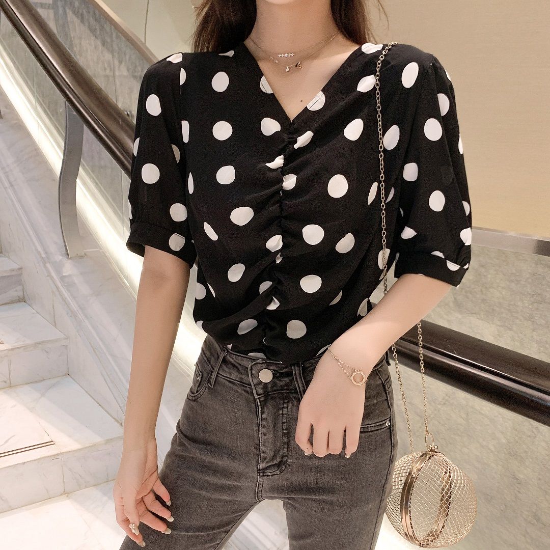 Qoo10 半袖シフォン レディース服 服 レディース 服 服 トップス Qoo10 半袖シフォン レディース服 服 レディース 服 服 トップス