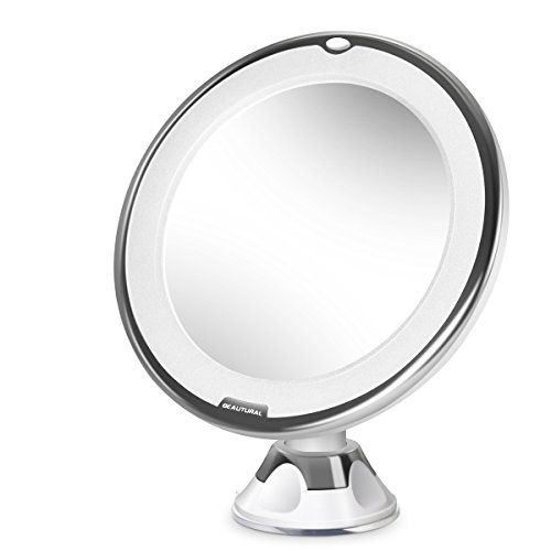 Beautural 10x Magnifying Lighted Vanity Makeup Mirror With Natural White Led 360 Degree Swivel Ro Lights Beautural 10x Magnifying Lighted Vanity, Lighted Makeup Mirrors 10x