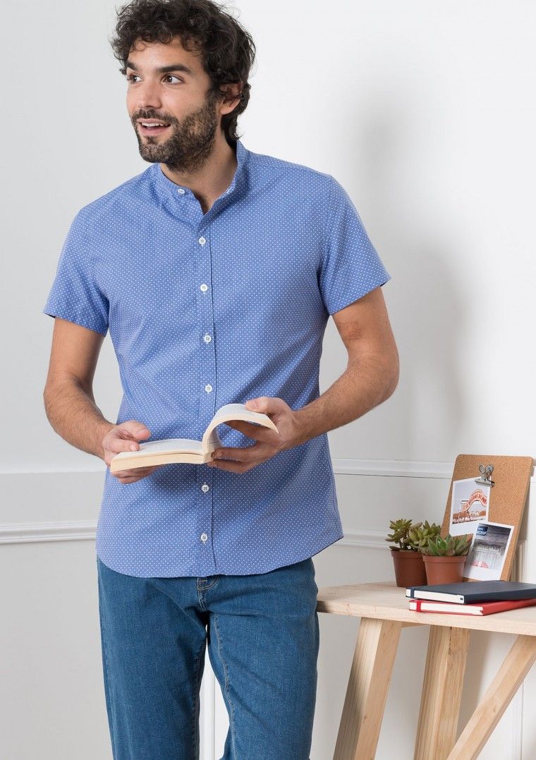 court coton col mandarin pêche chemise vêtements ethniques hommes Atassi