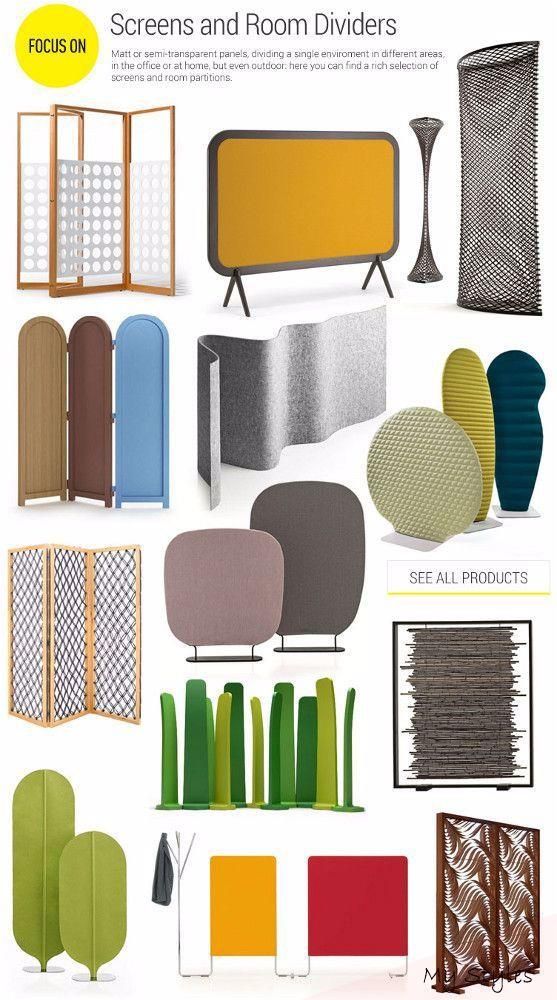 Screens and room dividers. Matt or semi-transparent, dividing a single environme...