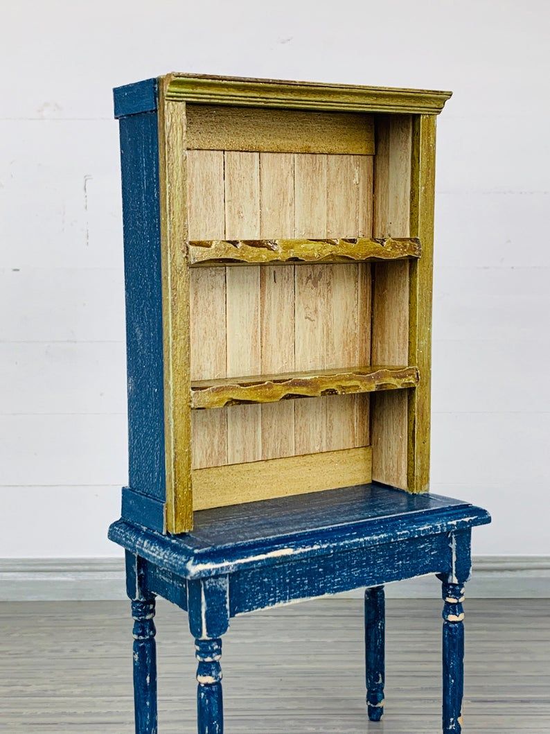Miniature Kitchen Hutch, Dollhouse Kitchen Hutch, Dollhouse Kitchen Cabinet, Miniature Kitchen Furniture, Miniature Furniture, Dollhouse #miniaturekitchen