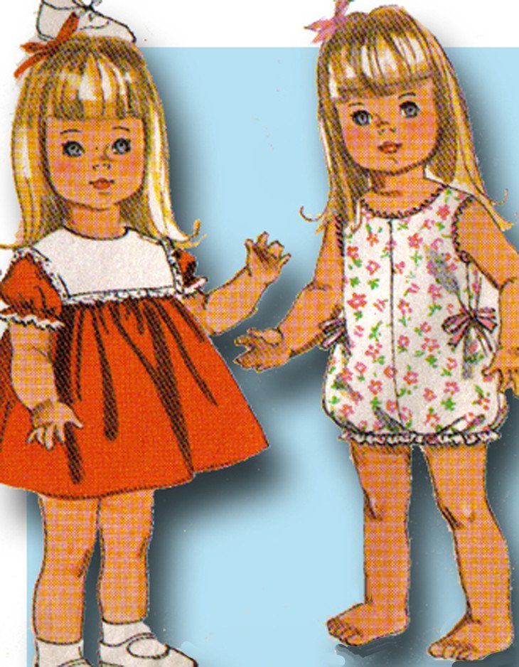 Vintage Doll Clothes PATTERN 6768 for 18 inch Susie Sunshine Baby First Step 60s
