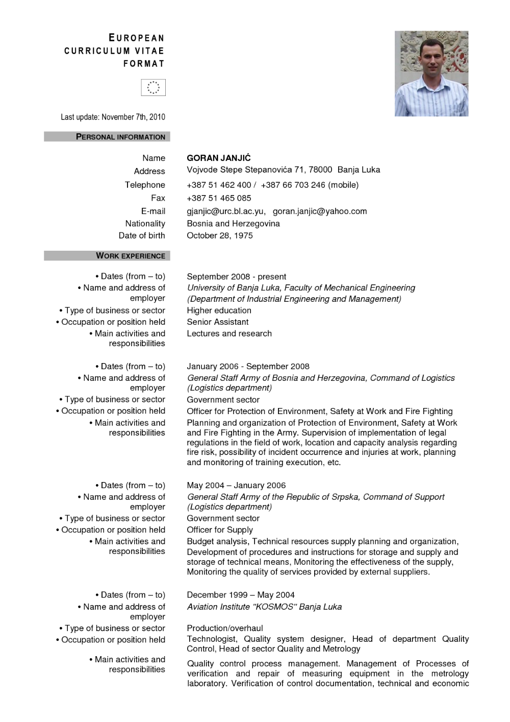 Pickingupmymat 21 Best European Cv Example Doc Cv Examples Teacher 