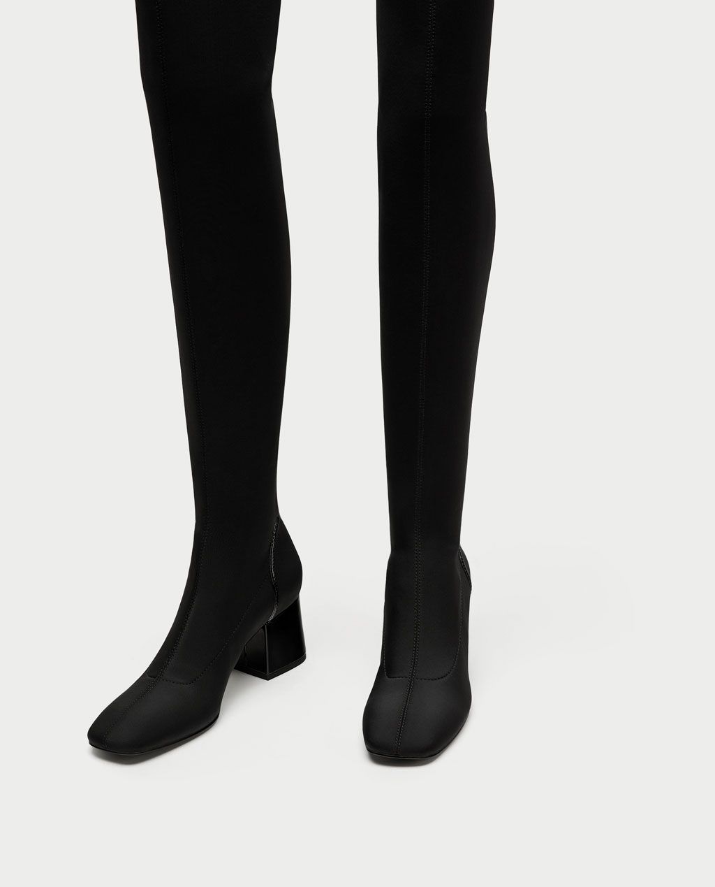 zara quilted flat knee high boots