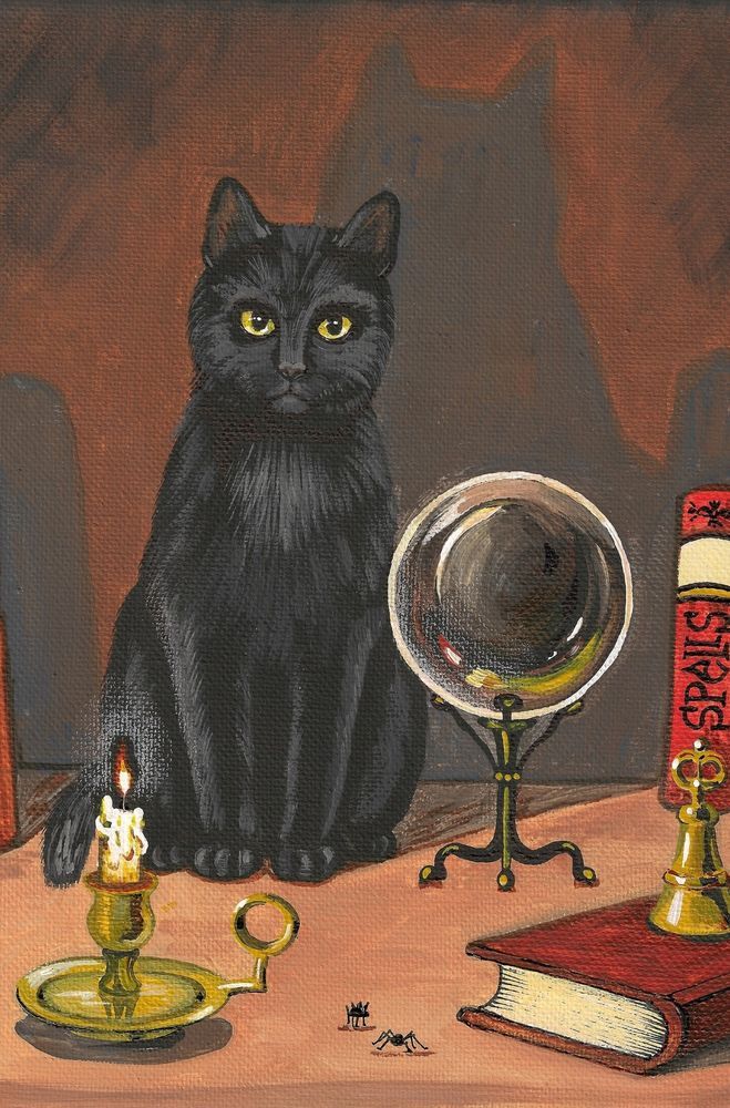 1.5x2 DOLLHOUSE MINIATURE PRINT OF PAINTING RYTA 1:12 SCALE RAVEN CROW GRAY CAT