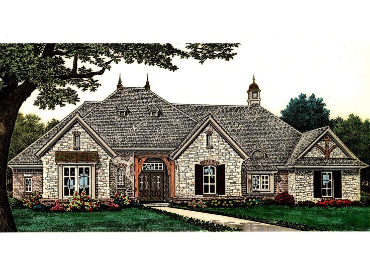 074h 0132 One Story European House Plan In 2020 Country Style House Plans Craftsman Style House Plans Craftsman House Plans