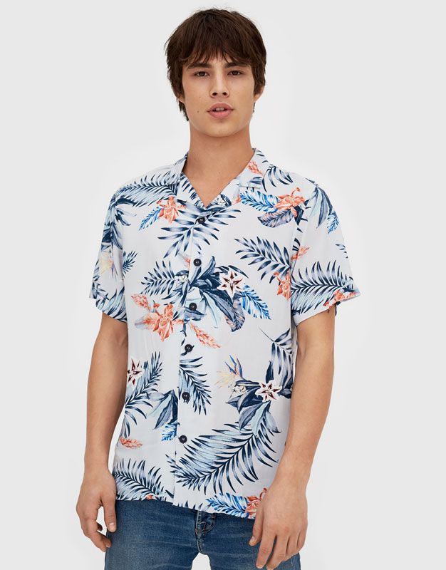 Camisa manga corta estampado flores Estampadas Camisas Camisa Manga Corta Blanca de Flores para Hombre Exclusiva de