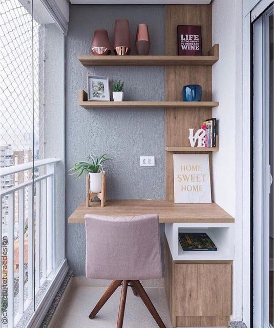 Estação De Trabalho Home Office Home office na sacada em 2020 | Escritório doméstico pequeno, Home