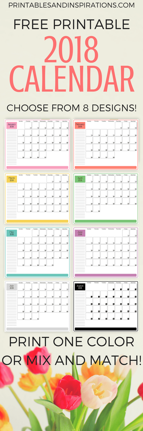 2018 colorful calendar free printable plus blank calendars printable monthly planners 2018