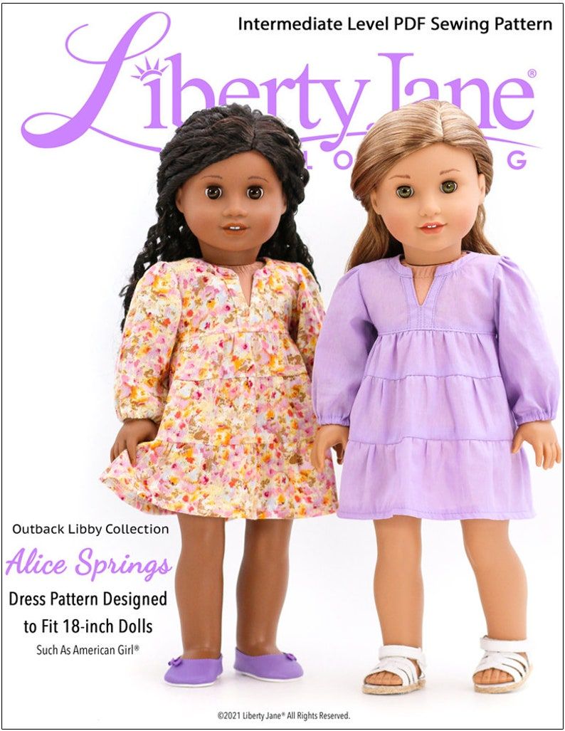 18 Inch Doll Clothes Pattern, Doll Clothes Patterns, Pdf Sewing Patterns, Clothing Patterns, Doll Patterns, Free Pattern Download, Alice Springs, Hook And Loop Tape, Spring Dress
