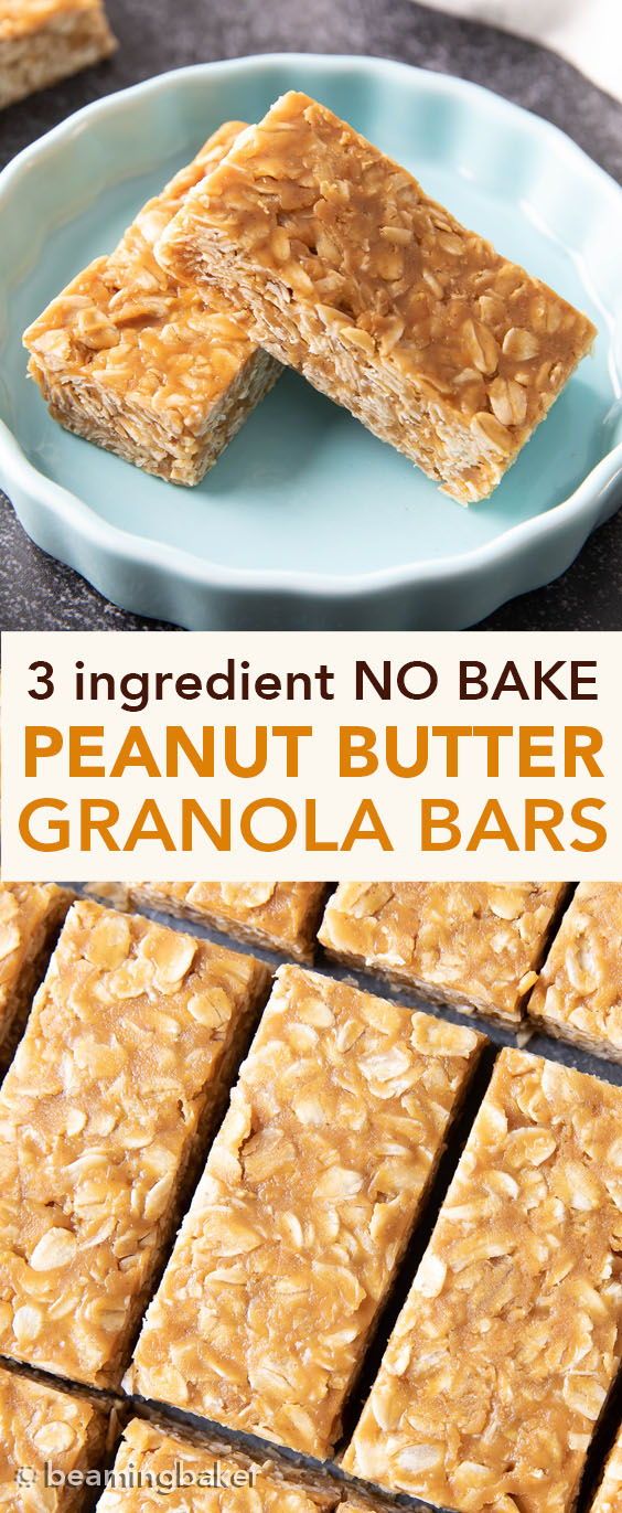 3 Ingredient No Bake Peanut Butter Granola Bars
