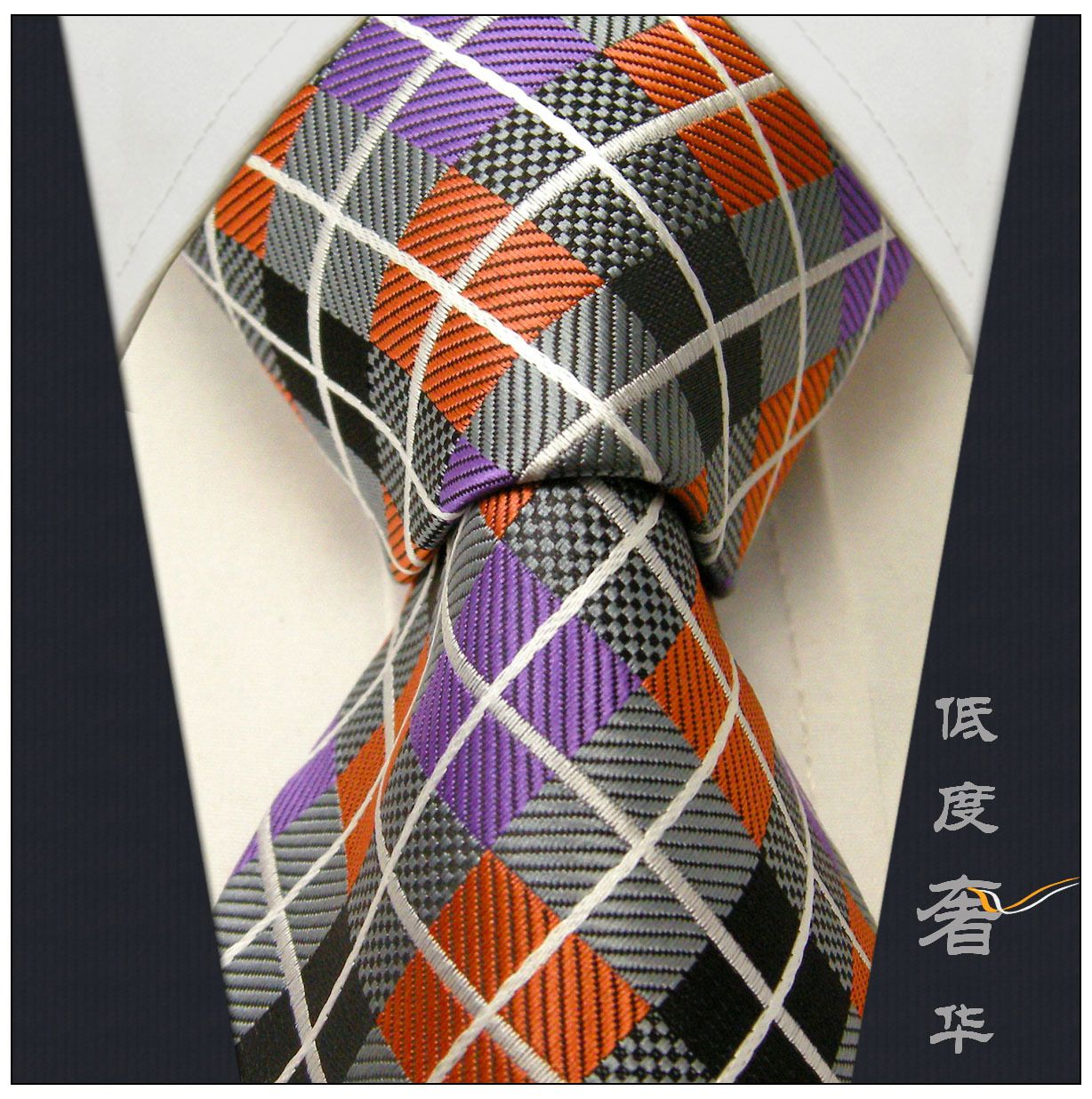 Orange and Purple Flower Tie Patterned Handmade 100/% Silk Skinny Wedding Necktie