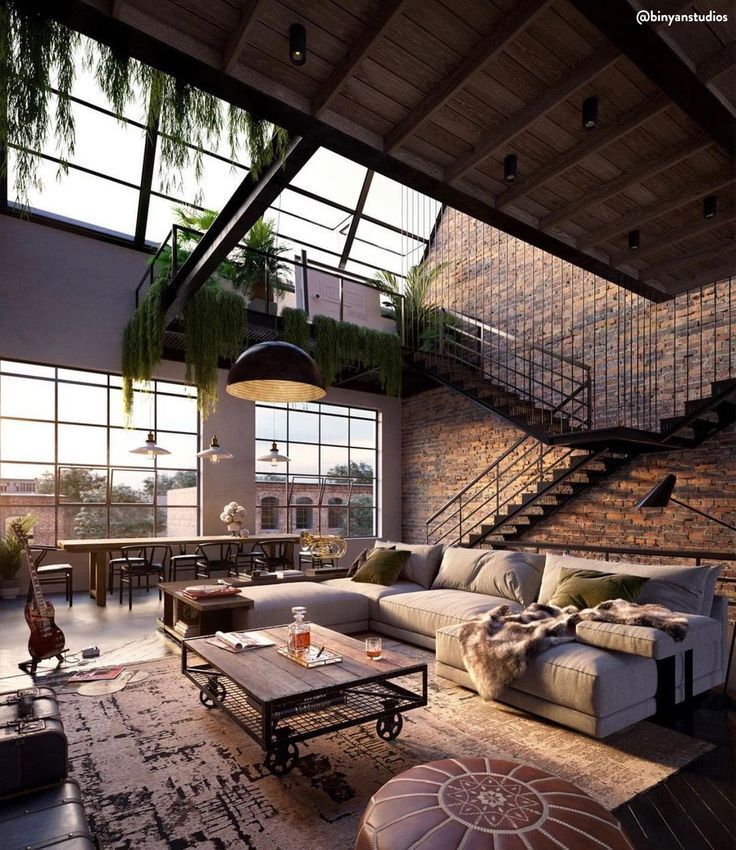 Leben im Industrial Chic! Wer möchte nicht in einem Loft wohnen? Diese l … - Wohnzimmerdekor - My Blog