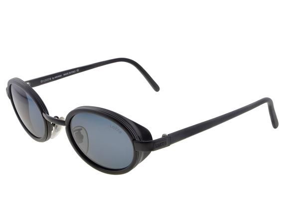 Lozza 80s steampunk sunglasses, made in Italy. Oval sunglasses / Vintage sunglasses / Black sunglasses side shades / Round black sunglasses
