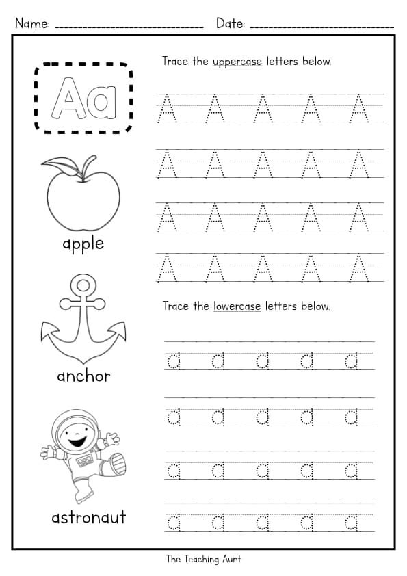 Free Alphabet Worksheets - The Teaching Aunt Alphabet Writing Worksheets, Free Printable Alphabet Worksheets, Free Kindergarten Worksheets, Alphabet Activities Preschool, Alphabet Preschool, Alphabet Crafts, Handwriting Worksheets, Preschool Freebies, Letter Worksheets For Preschool