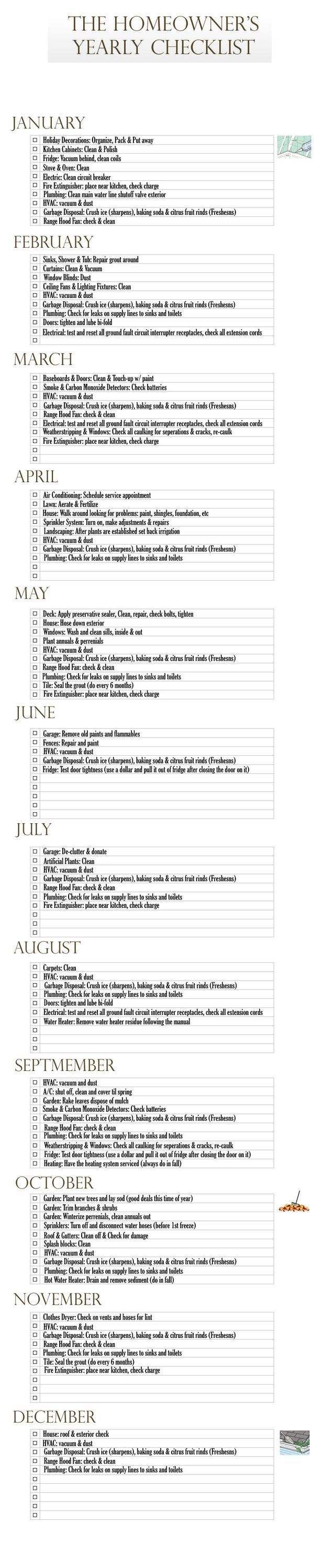 yearly homeowners checklist homeowners yearly checklist homeowner maintenance checklist