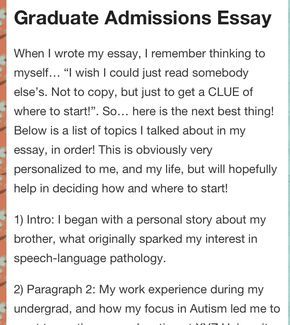 Personal essay for graduate admissions