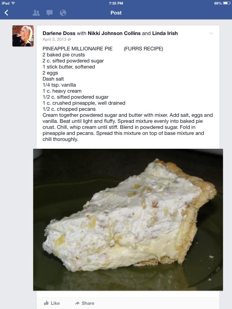 Furr's millionaire pie bake this one Delicious pies Furr's millionaire pie bake this one Delicious pies