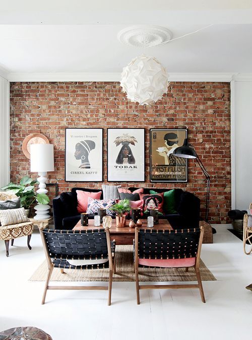 Hjemme Hos Keiserne Norske Interiørblogger Brick Living Room Brick Interior Wall Brick Interior